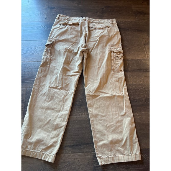 Iron Co Mens Khaki Cargo Pants 38x30 Cotton Canvas Straight Leg Tan Utility Work - Picture 2 of 3